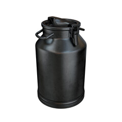 Milk can black on a white background, 3d render