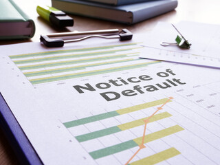 Notice of Default is shown on the business photo using the text - obrazy, fototapety, plakaty