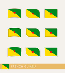 Vector flags of French Guiana, collection of French Guiana flags.