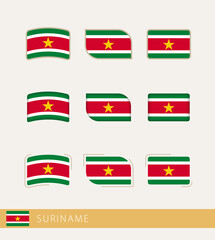 Vector flags of Suriname, collection of Suriname flags.