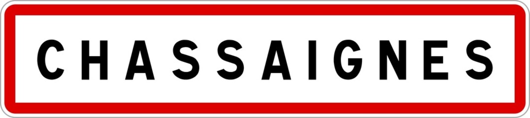 Panneau entrée ville agglomération Chassaignes / Town entrance sign Chassaignes