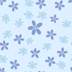 Flowers seamless pattern. Scandinavian style background. Vector illustration for fabric design, gift paper, baby clothes, textiles, cards.
