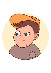 Cute little baby with suspicious face emotion.