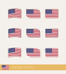 Vector flags of USA, collection of USA flags.