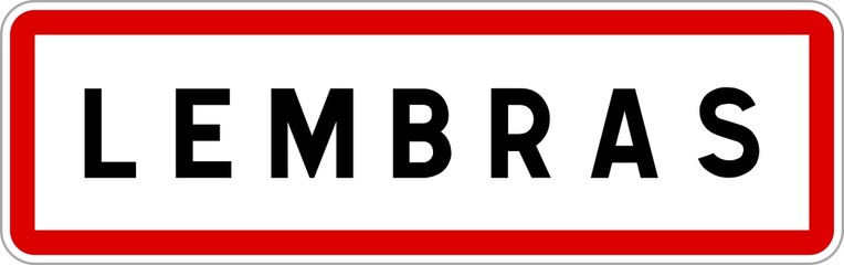 Obraz premium Panneau entrée ville agglomération Lembras / Town entrance sign Lembras