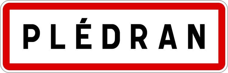 Panneau entrée ville agglomération Plédran / Town entrance sign Plédran