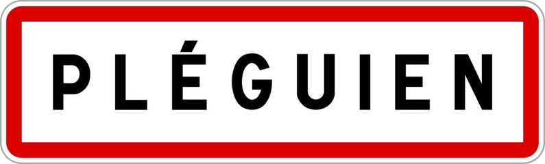 Panneau entrée ville agglomération Pléguien / Town entrance sign Pléguien