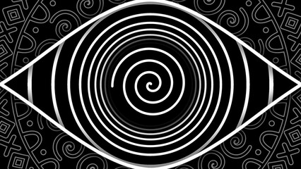 hypnosis eye and mandala,black and white spiral