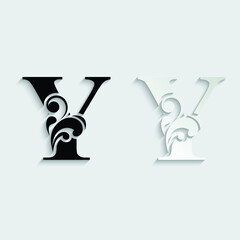 letter Y. flower letters. Vintage ornament initial Alphabet. Logo vector