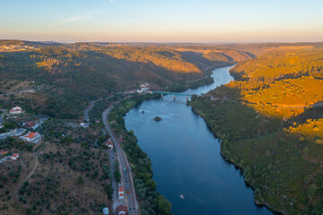 River Tajo passing town Belver in Portugal
