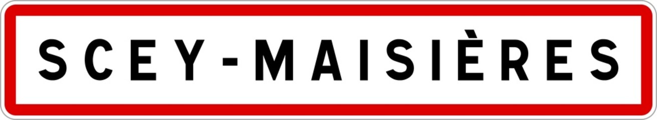 Panneau entrée ville agglomération Scey-Maisières / Town entrance sign Scey-Maisières
