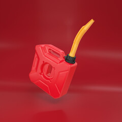 Fuel canister, red floating on a red background, 3d render