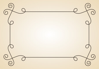 Decorative frame. Vintage calligraphic antique border. Ornate calligraph rectangle frame. Filigree line ornament for framed certificate template