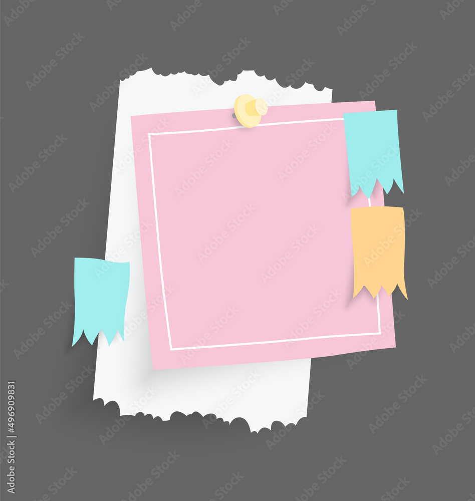 Aufkleber paper notes stickers. place for memo messages on paper sheets. blank sticky place for to do list and