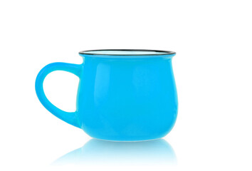 ceramic cup of colored glaze isolated on a white background