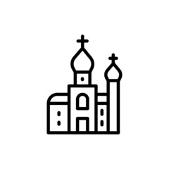 Church building line color icon. Isolated vector element.