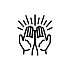 Gesture hands faith in god line color icon. Isolated vector element.