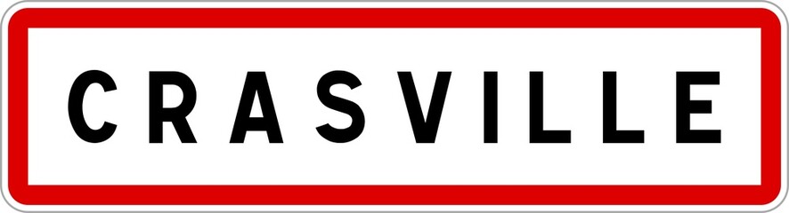Panneau entrée ville agglomération Crasville / Town entrance sign Crasville