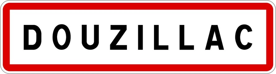 Panneau entrée ville agglomération Douzillac / Town entrance sign Douzillac
