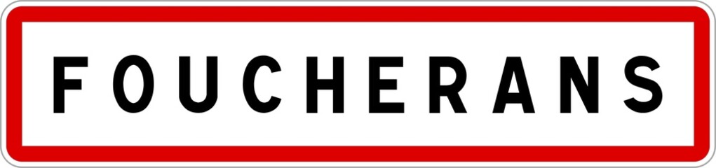 Fototapeta premium Panneau entrée ville agglomération Foucherans / Town entrance sign Foucherans