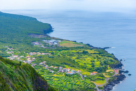 View from the Miradouro da Ribeira das Cabras at Faial island, Azores, Portugal