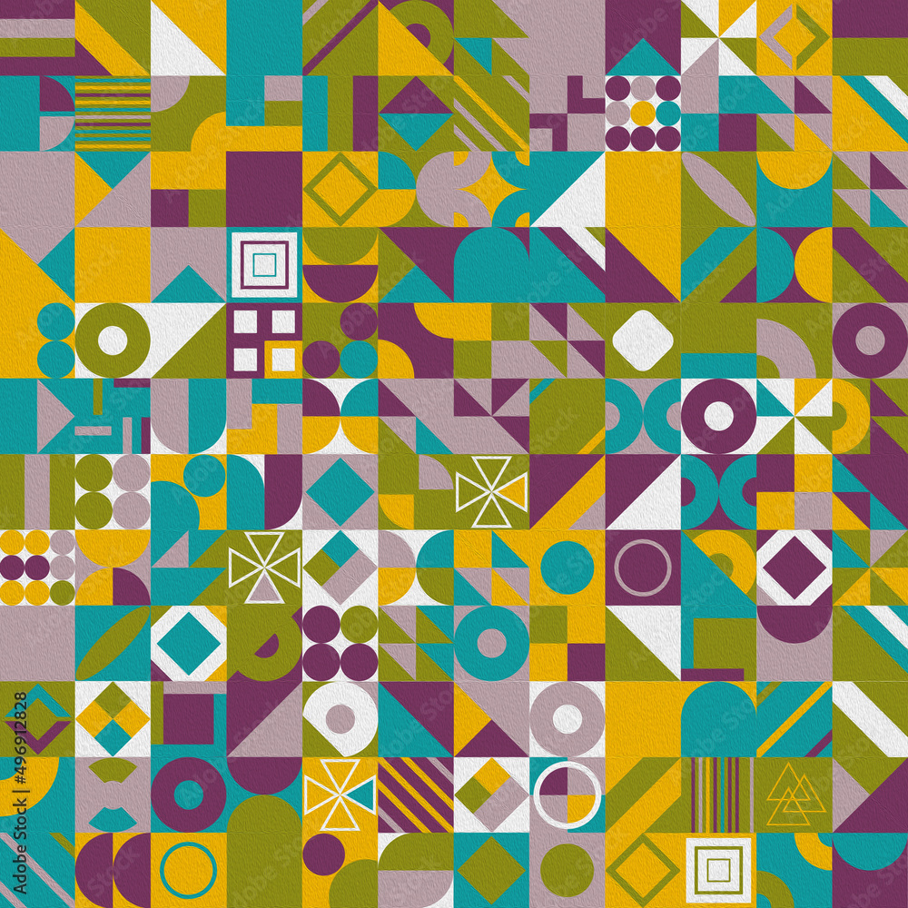 Poster retro pattern of different shapes. colorful vector mosaic backdrop. geometric hipster retro backgrou