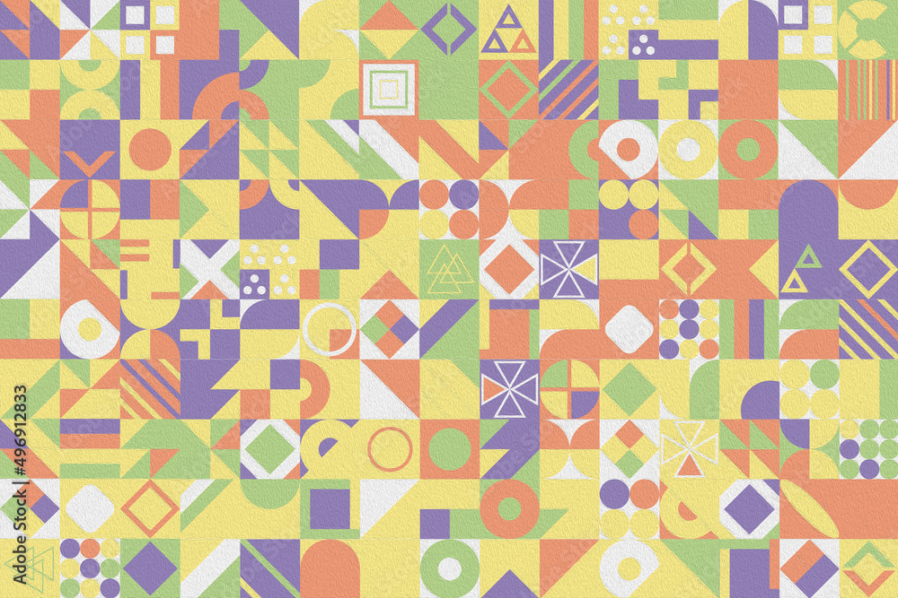 Poster retro pattern of different shapes. colorful vector mosaic backdrop. geometric hipster retro backgrou