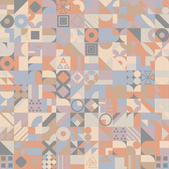 Retro pattern of different shapes. Colorful vector mosaic backdrop. Geometric hipster retro background.
