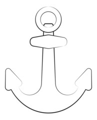 Vector drawn isolated black contour anchor
