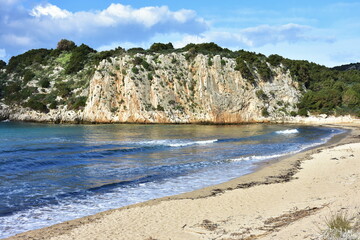 Naklejka premium beach Voidokilias and landscape near town Pylos in Greece,Peloponnese