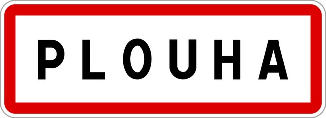 Panneau entrée ville agglomération Plouha / Town entrance sign Plouha
