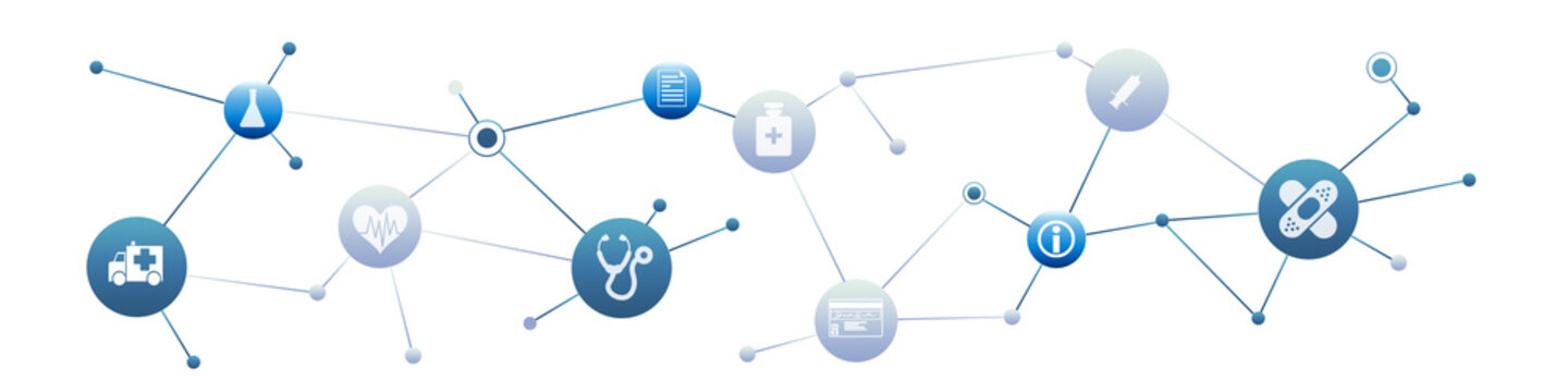 e-Health, elektronische Patientenakte, ePA. Konzept Vernetzung im Gesundheitswesen mit klinischem Informationssystem