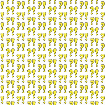 colorful simple vector pixel art seamless pattern of yellow question mark and exclamation mark