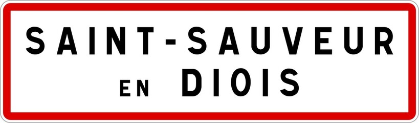 Panneau entrée ville agglomération Saint-Sauveur-en-Diois / Town entrance sign Saint-Sauveur-en-Diois