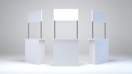 3D rendering of Promotion counter, Retail Trade Stand. 3D Illustration.