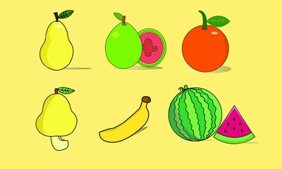 set of fruits clip art illustration 