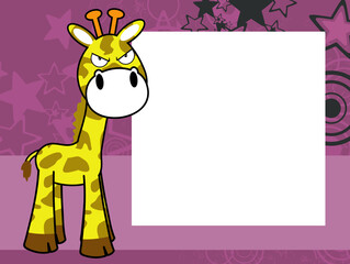 funny giraffe cartoon kawaii expression pictureframe background in vector format