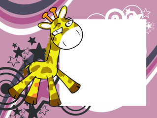 funny giraffe cartoon kawaii expression pictureframe