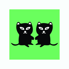 two black cat vector logo 