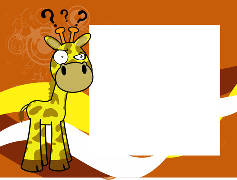 funny giraffe cartoon picture frame background