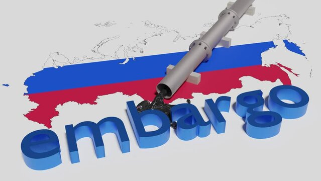 3d illustration of an embargo on Russian oil supplies. The concept of dependence on Russian oil. Sanctions against Russia. 3D rendering