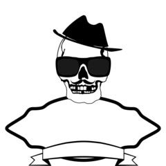 hipster skull copy space sticker tattoo illustration in vector format