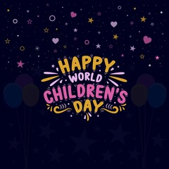 Happy world children's day for international children celebration. vector illustration.