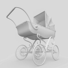 victorian pram in minimalism concept on pastel background bottom view