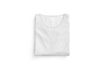 Blank white folded square t-shirt mock up, top view