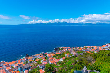 Aerial view of Calheta town at Sao Jorge island in Portugal