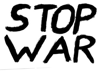 
Stop war. Stop war text on white background.