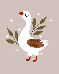 poster with goose and leaves