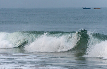 Violent  sea waves at Candolim beach of Goa, India.