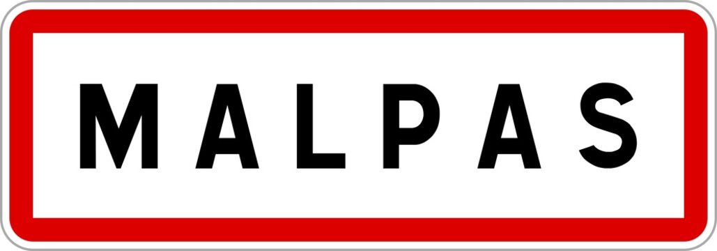 Panneau entr&eacute;e ville agglom&eacute;ration Malpas / Town entrance sign Malpas